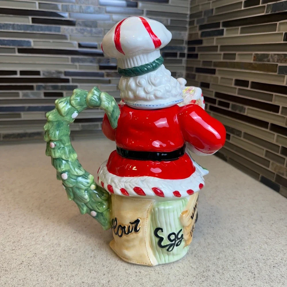 Black Chef Santa Ceramic Teapot 30oz Gingerbread Real Estate Christmas Novelty